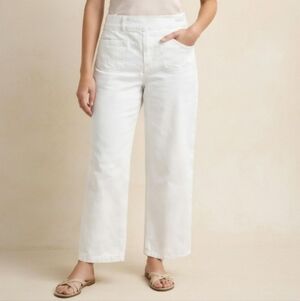 Chico’s Design White Wide Leg Crop Jeans Stretch Denim Size 3 (12/14 Regular)